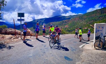 Morocco hike and bike tour – cyclists in the Atlas Mountains
