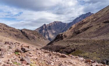 Atlas valley and Mount Toubkal, the highest peak in North Africa